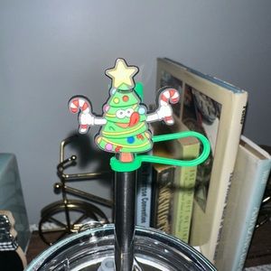 Set of 5 Christmas water bottle straw caps, covers.